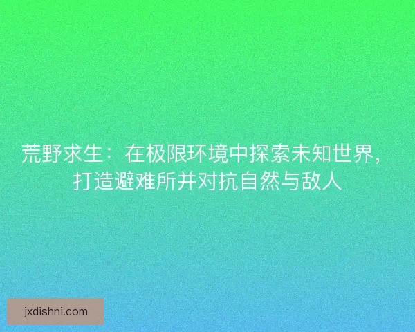 荒野求生：在极限环境中探索未知世界，打造避难所并对抗自然与敌人