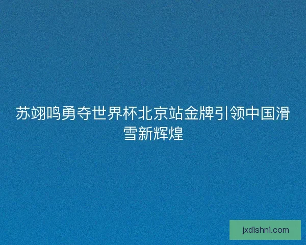 苏翊鸣勇夺世界杯北京站金牌引领中国滑雪新辉煌