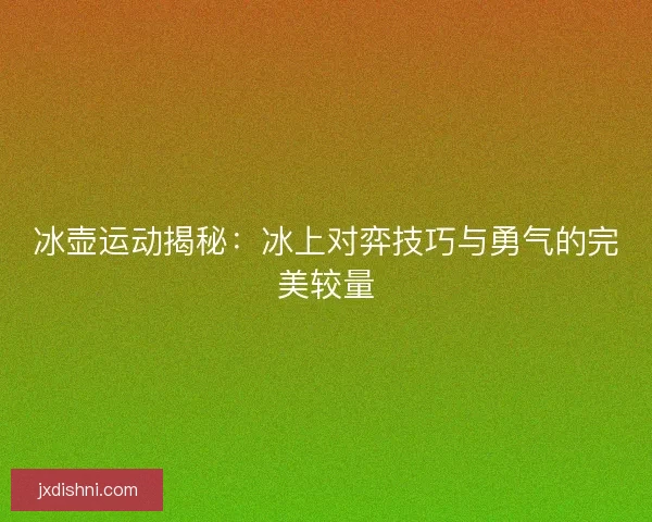 冰壶运动揭秘：冰上对弈技巧与勇气的完美较量